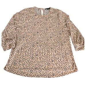 Adrianna Papell Womens‎ Polka Dot Blouse Size XL Extra Large Retro Glam Casual